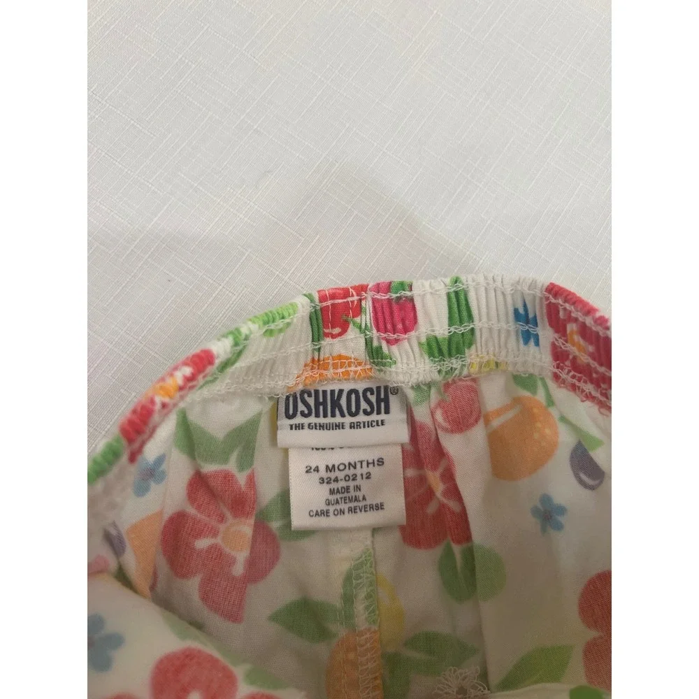 OshKosh Shorts 24 Months White Fruit Floral Print Cotton Toddler Girl